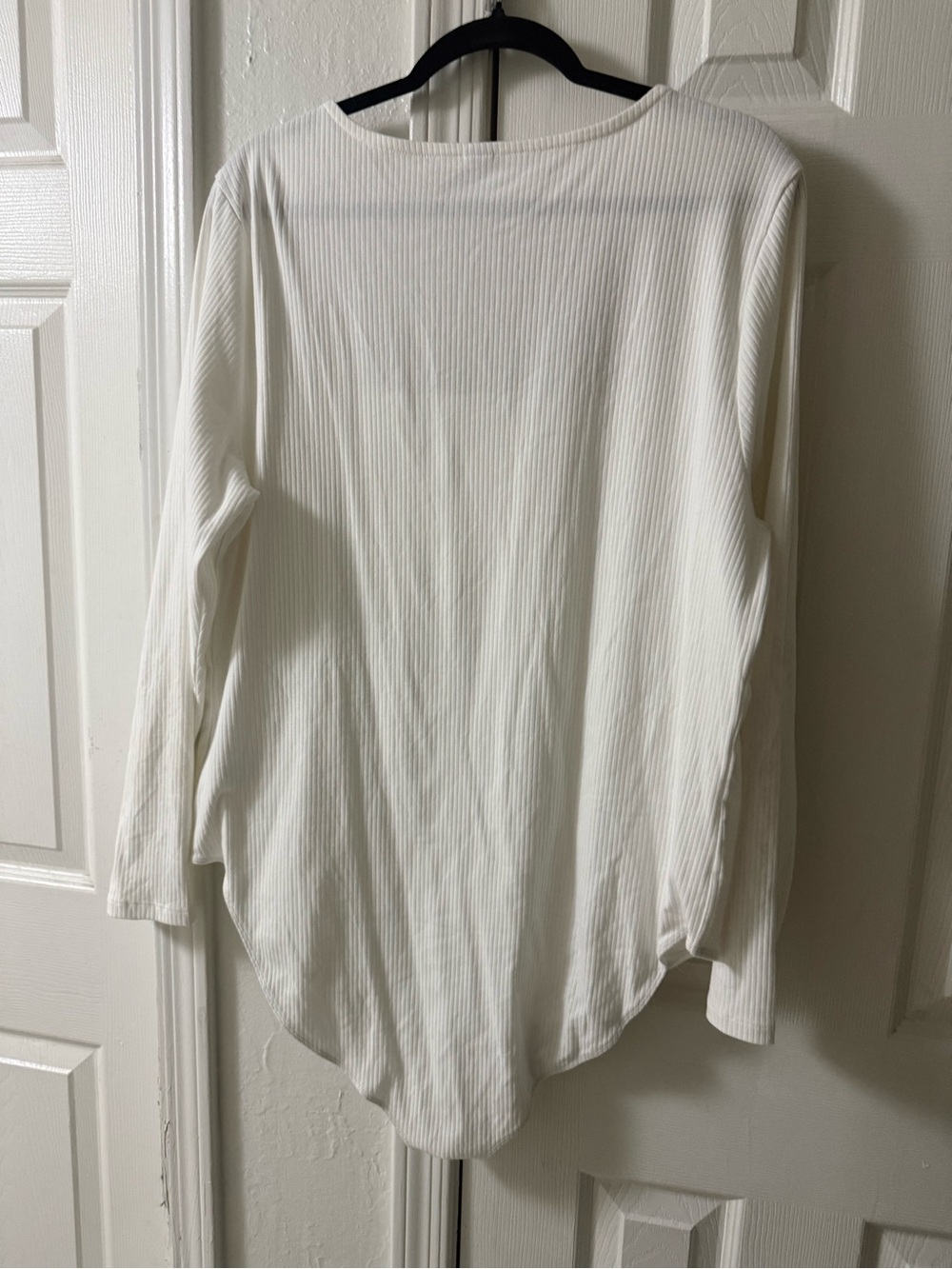 Old Navy White Ribbed Long Sleeve Square Neck Bodysuit - Picture 3 of 4